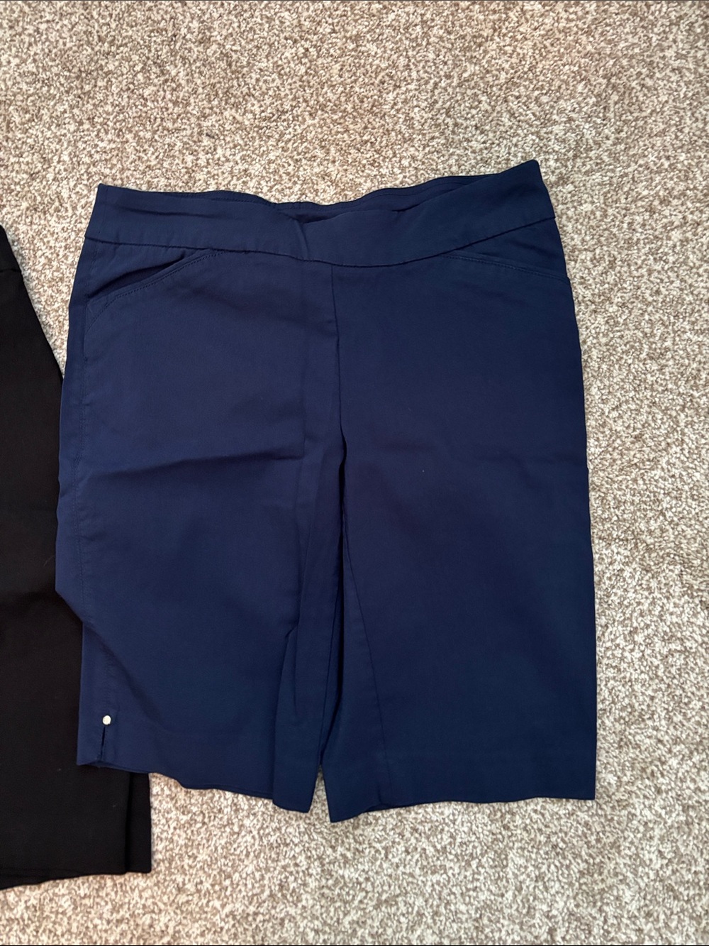 Set of 2 Women's Navy and Black Stretch Pull-On Bermuda Shorts